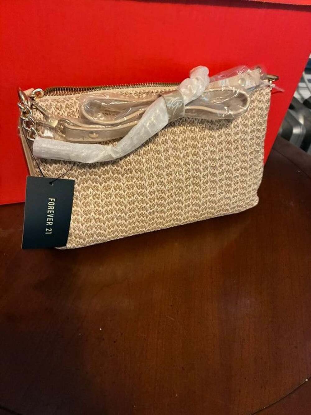 NWT forever 21 small handbag cream gold chain shoulder strap